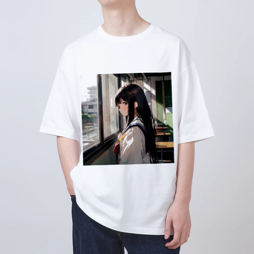 タコス🌮AIイラストレーター🌮の窓際の少女 オーバーサイズTシャツ