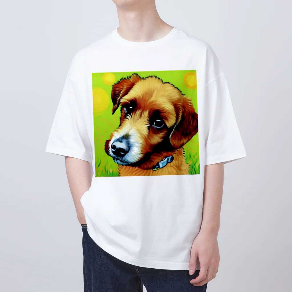 ハッピー・ディライト・ストアの見つめる愛犬 オーバーサイズTシャツ