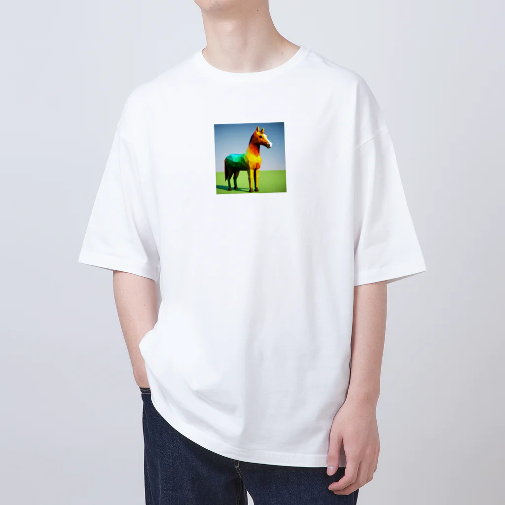 REIZAのカラフルにたたずむ馬 Oversized T-Shirt