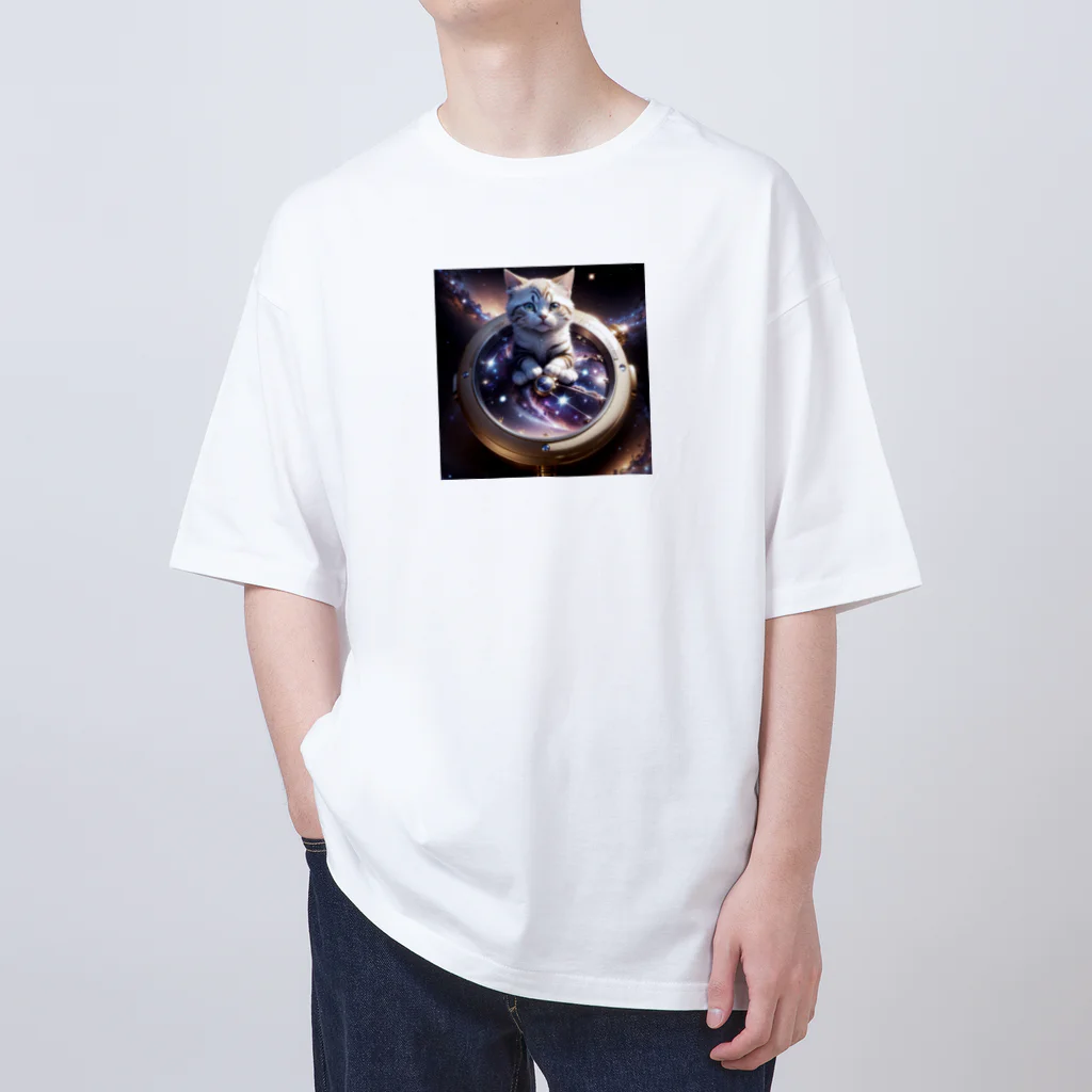 catgoodsの猫と宇宙の時計 オーバーサイズTシャツ
