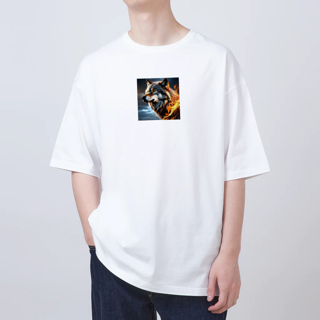 GOLAEの炎を纏う狼 Oversized T-Shirt