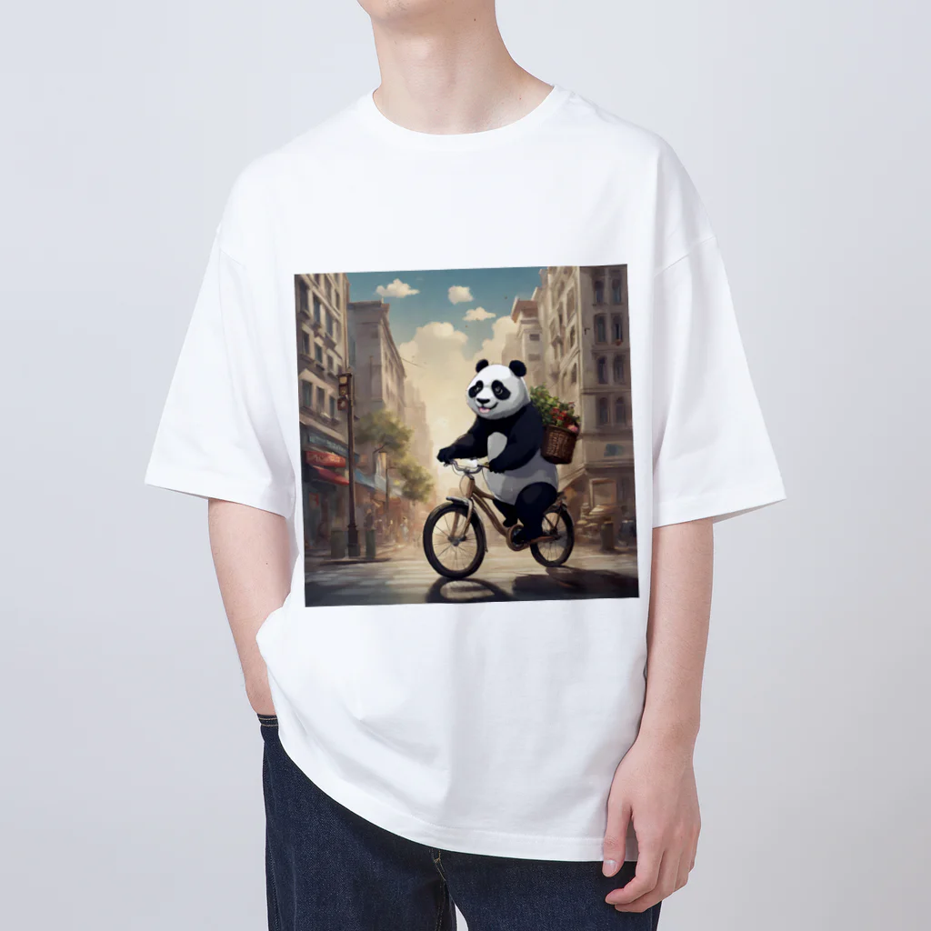 ルノルノの自転車でお買い物パンダくん Oversized T-Shirt