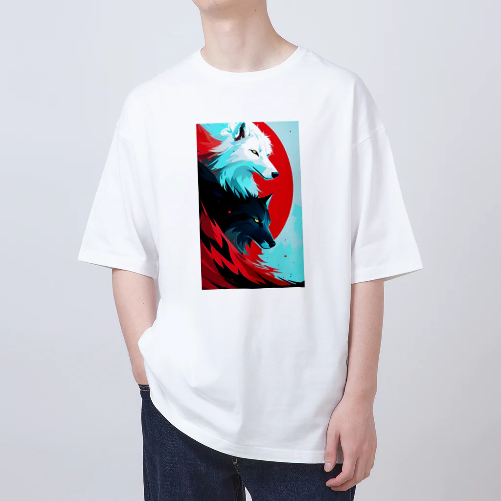 waffle2000の白狼と黒狼 Oversized T-Shirt