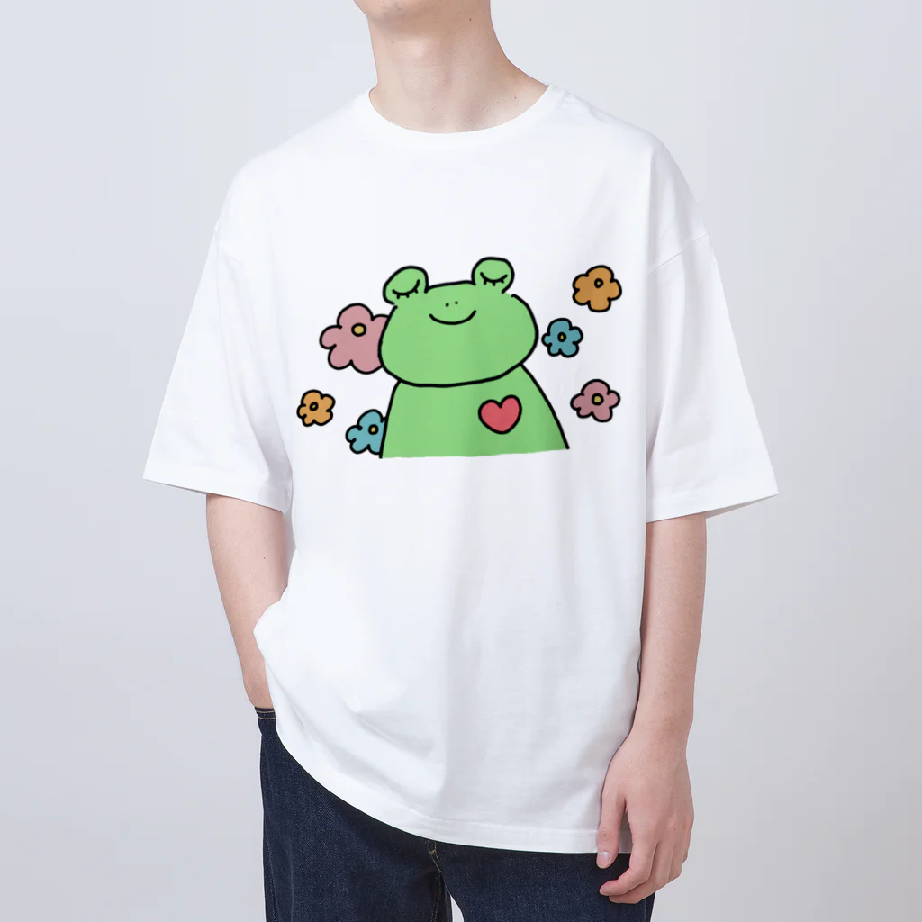 笑顔と笑顔の架け橋🌈の愛と癒しのかえるくん オーバーサイズTシャツ