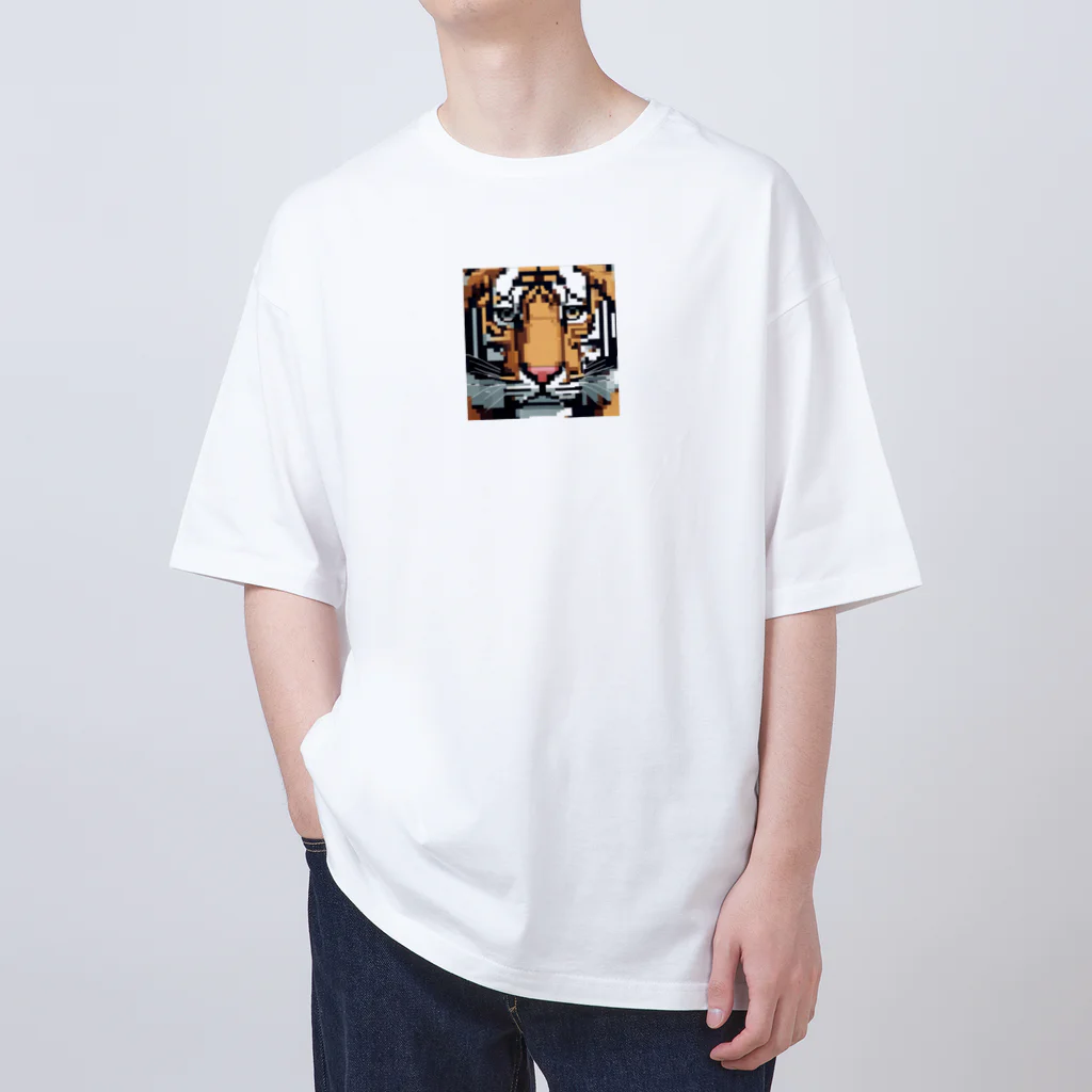 ki1962のドット絵で描かれた虎のアップ画像のプレミアムグッズ オーバーサイズTシャツ