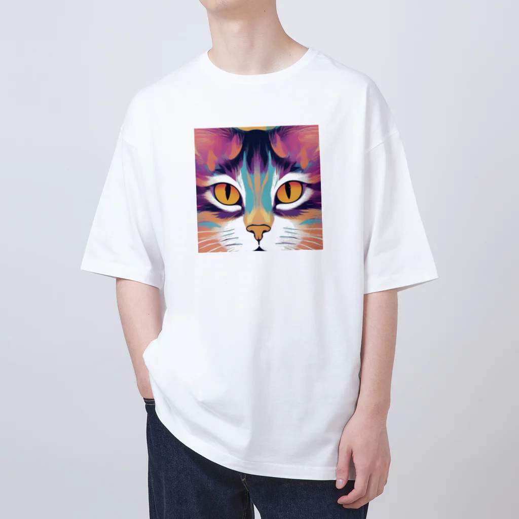 猫の憩い場のアートな猫 オーバーサイズTシャツ