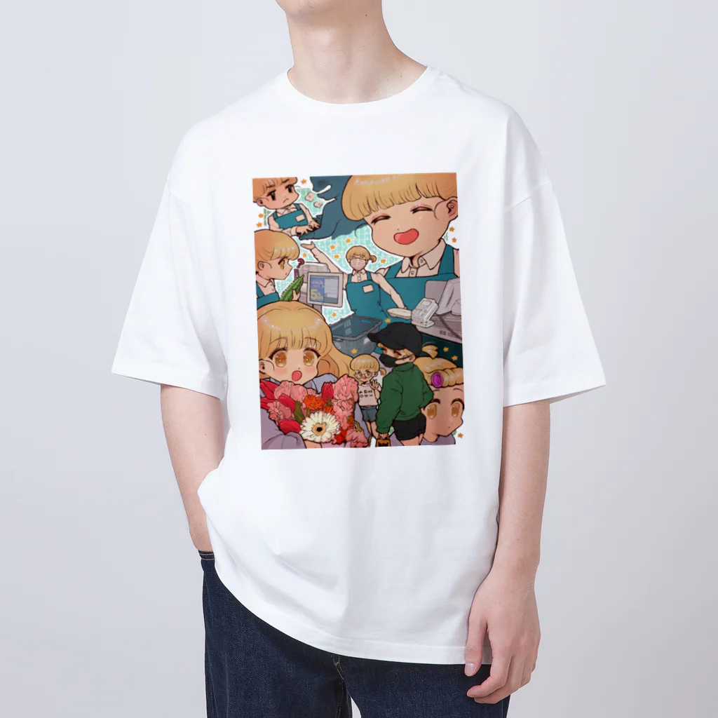 超原石のお店のスーパーのレジ係の女の子 Oversized T-Shirt