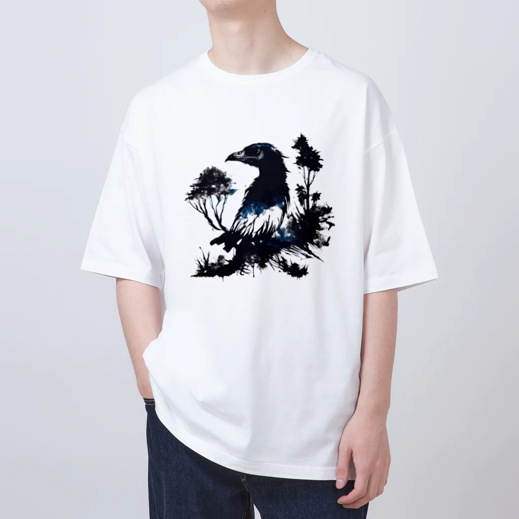 USK666の墨絵シリーズ「鴉」 Oversized T-Shirt