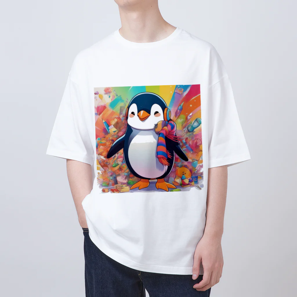 aki7sの笑顔のペンギン オーバーサイズTシャツ