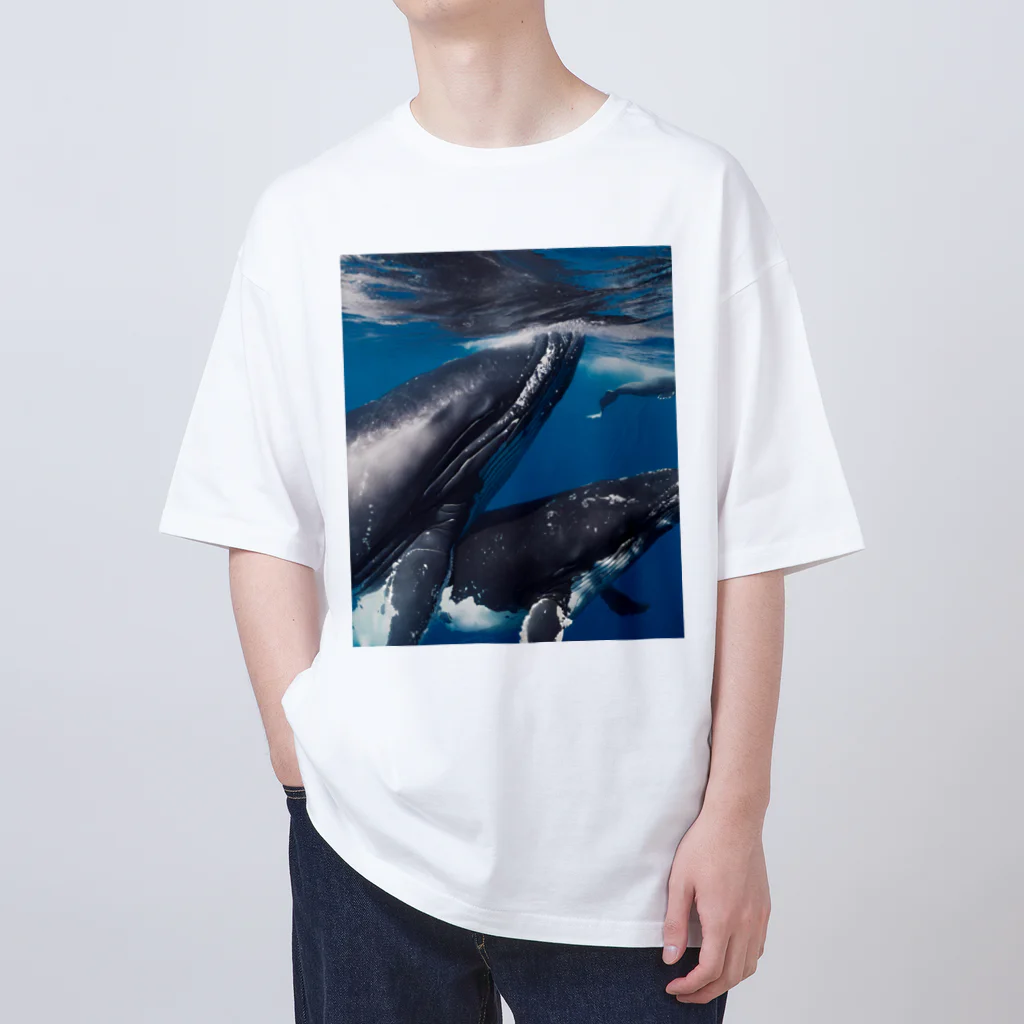 Fasterのシロナガスクジラ　親子 Oversized T-Shirt