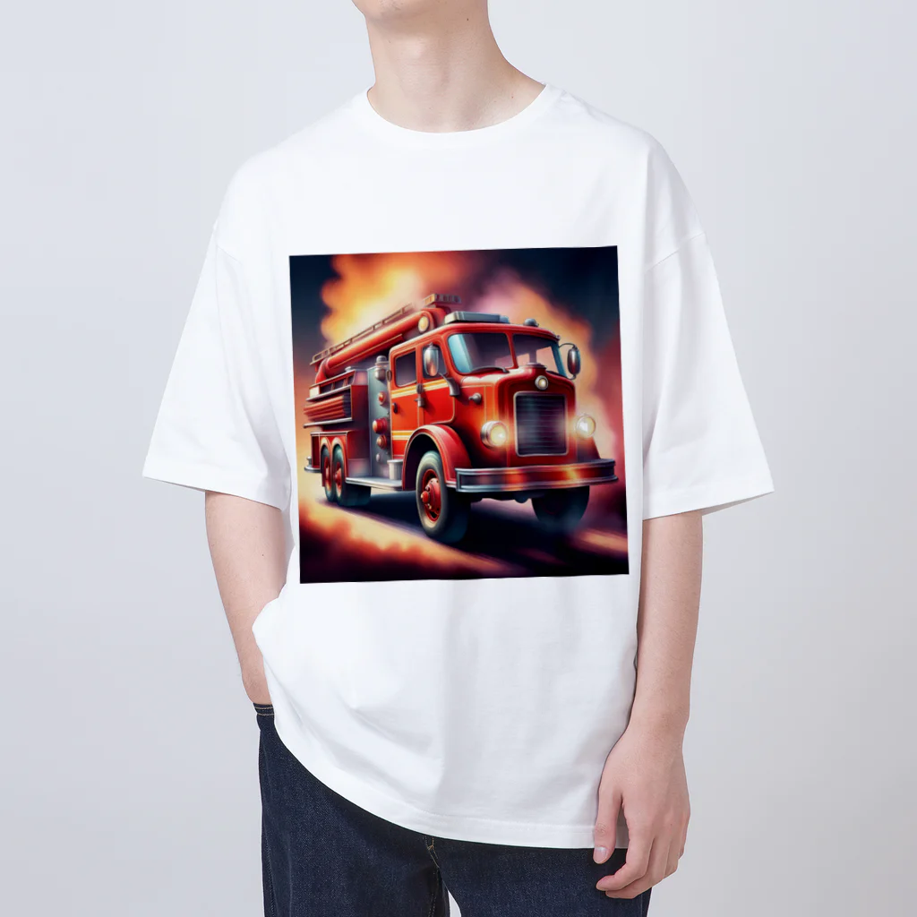 ビッグスマイルライフのレトロタンク消防車　 オーバーサイズTシャツ