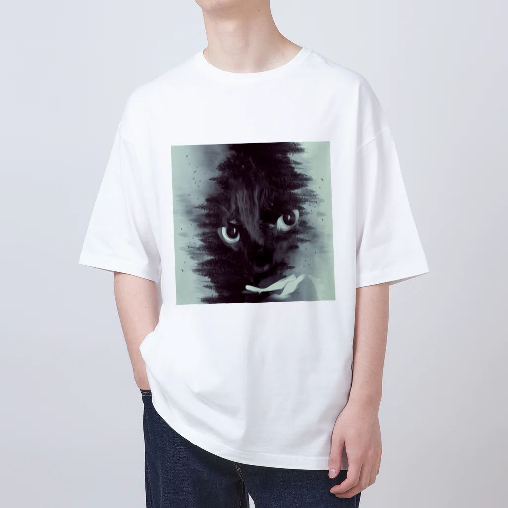 akitadaijinの黒猫眼光 オーバーサイズTシャツ