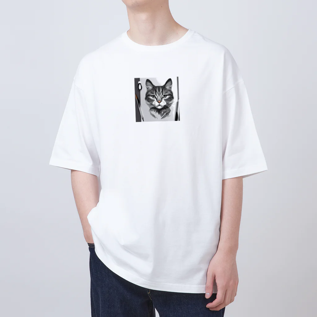 teru8376のイラスト　猫 Oversized T-Shirt