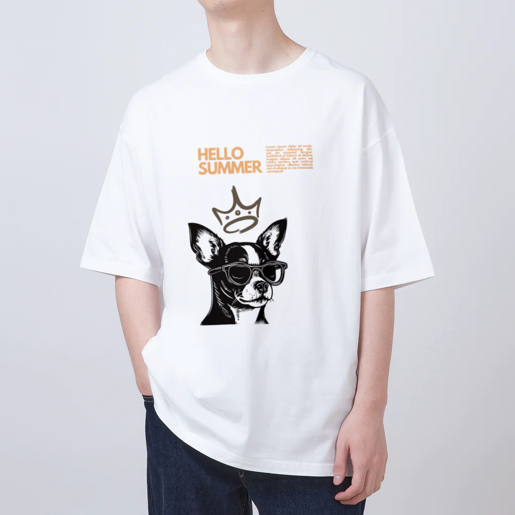 hide0120の犬（眼鏡） オーバーサイズTシャツ