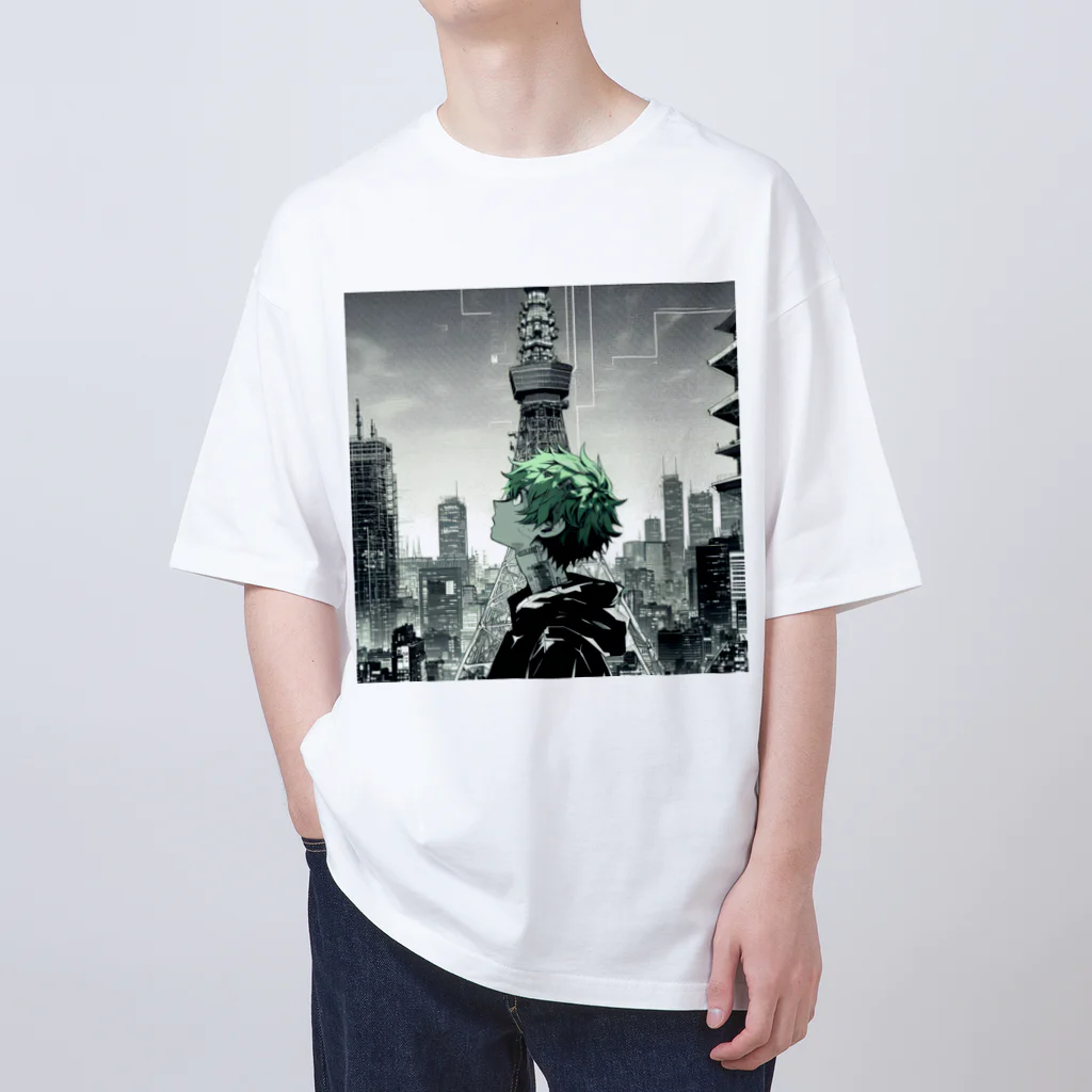 AIイラスト工房のCyberpunk_003 Tokyo boy 001 オーバーサイズTシャツ