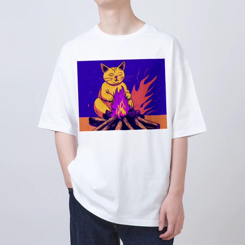 キャラストアの焚き火キャット オーバーサイズTシャツ