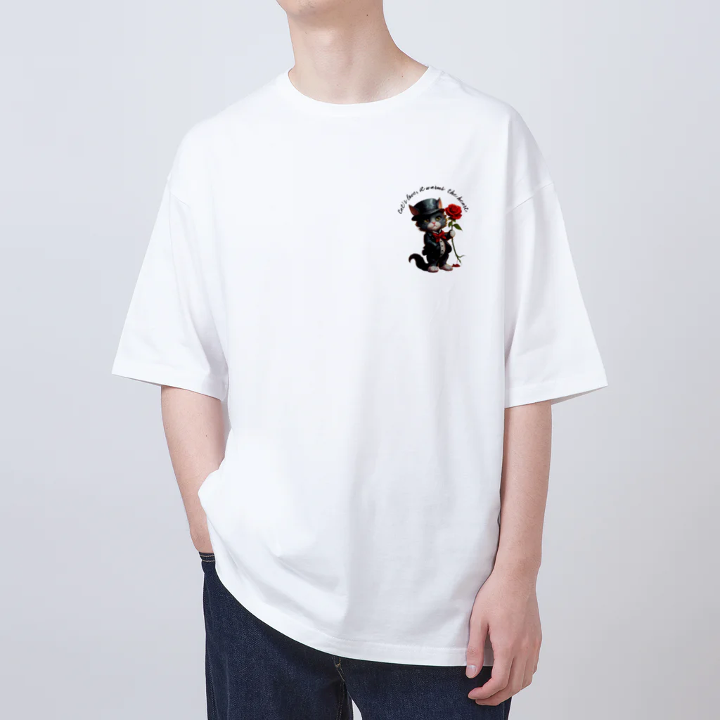 yasunekoの黒猫(ソックス) Oversized T-Shirt