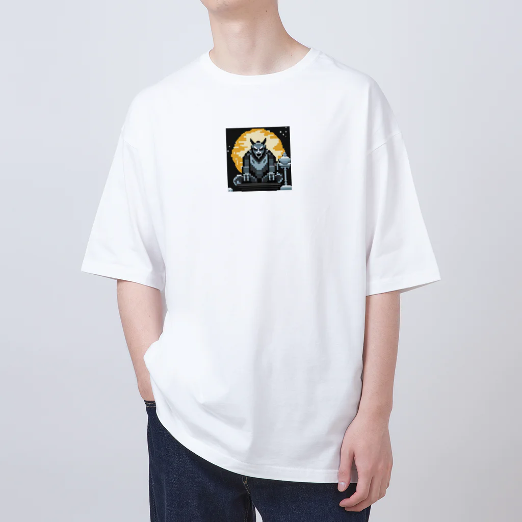 umakoiの満月を背景に祀られる狼男の像のドット絵 Oversized T-Shirt