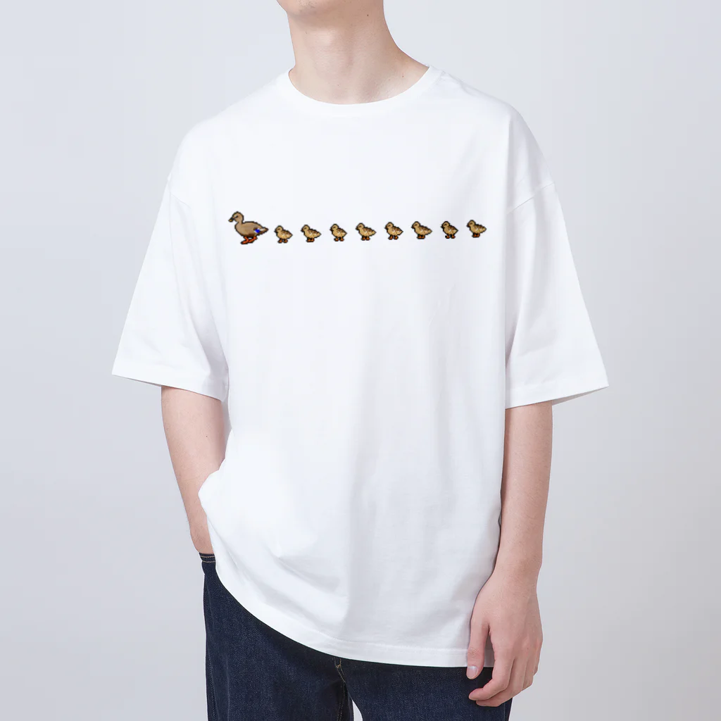 naturaloopのドット絵カルガモ親子の行列 オーバーサイズTシャツ