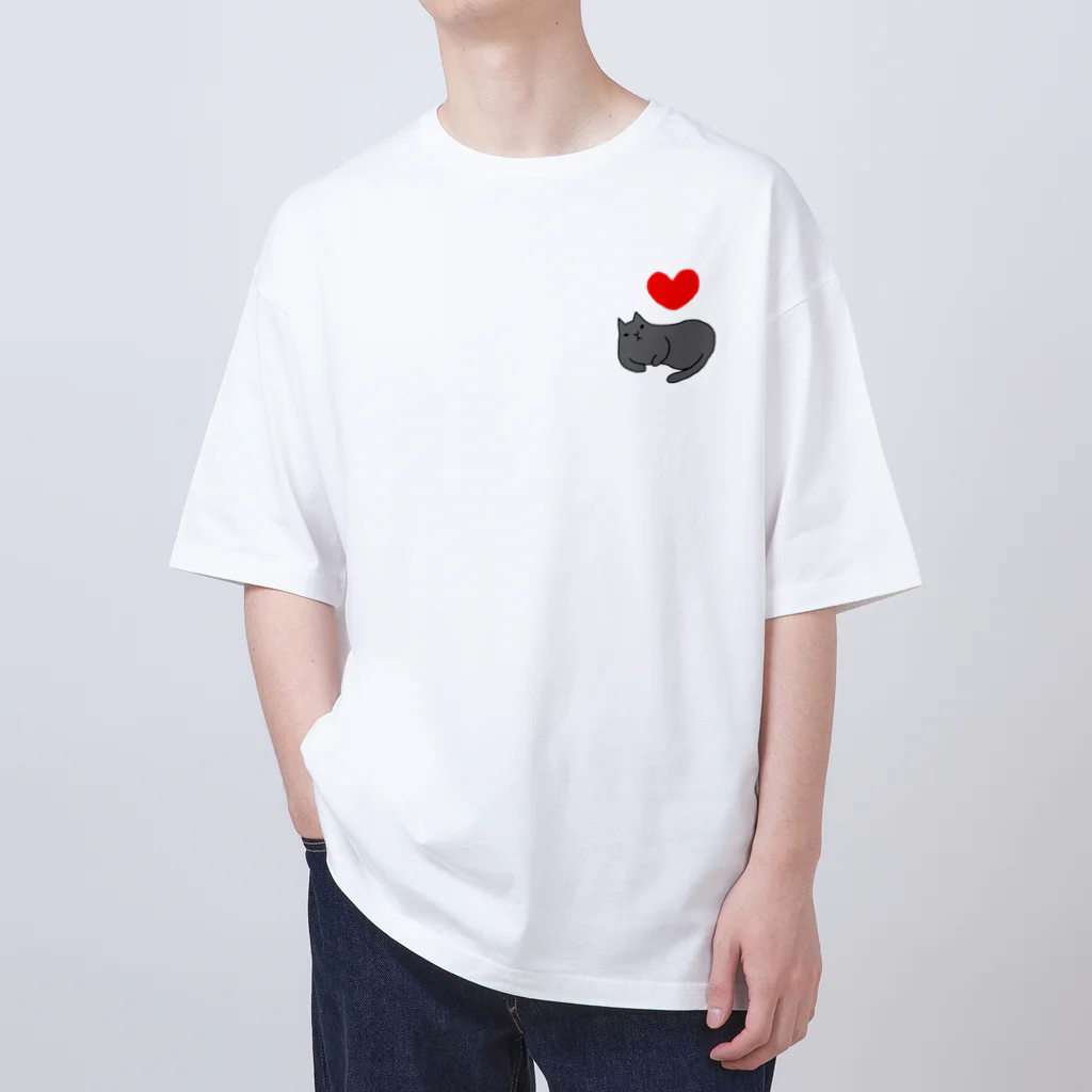 ３２１６のl love クロネコ Oversized T-Shirt