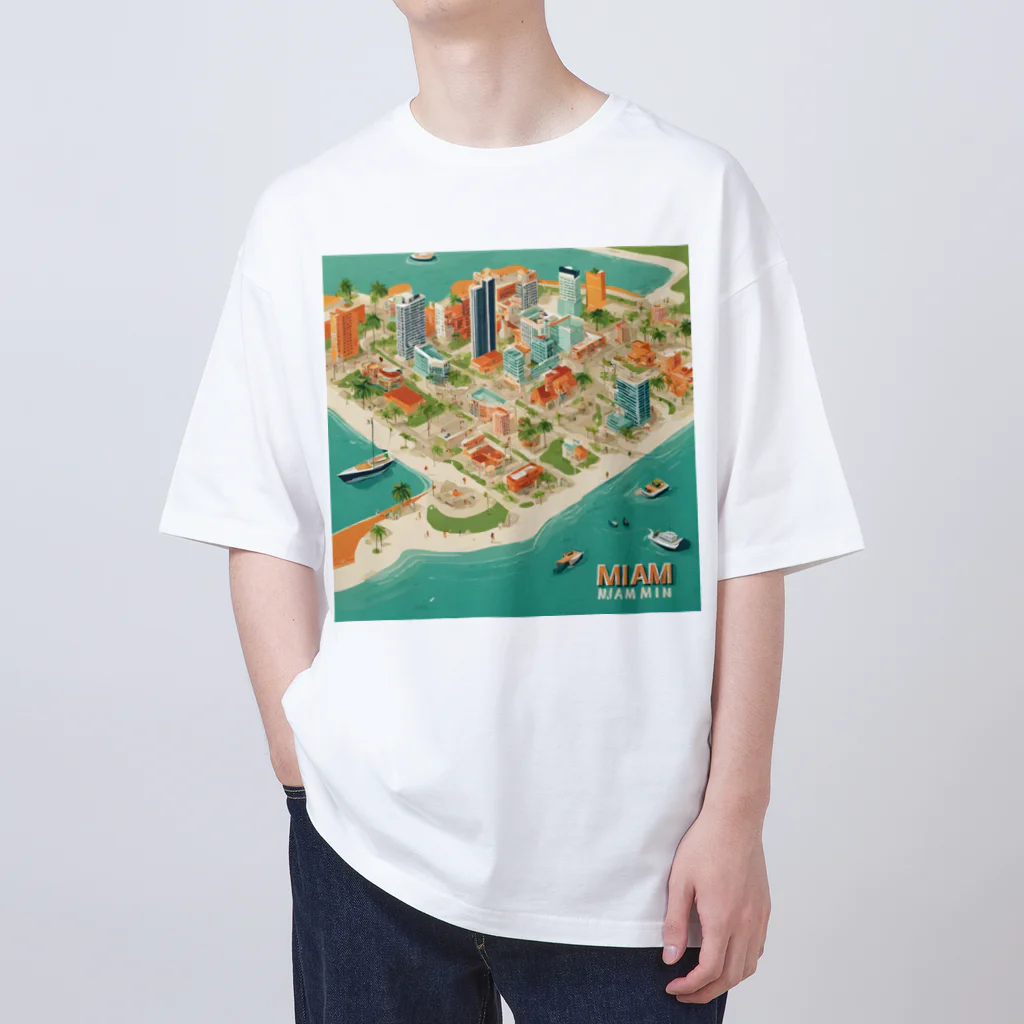 maeken work shopipのマイアミイラスト Oversized T-Shirt