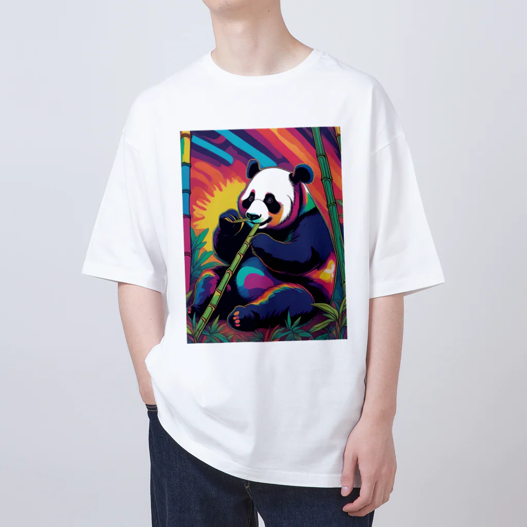 動物のオシャレ屋の竹林に座るパンダ オーバーサイズTシャツ