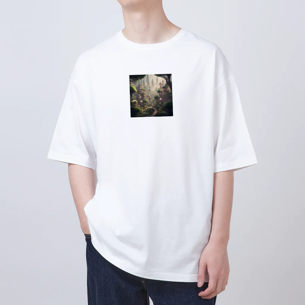 アーミタイの景色がきれいな町のイラストグッズ Oversized T-Shirt