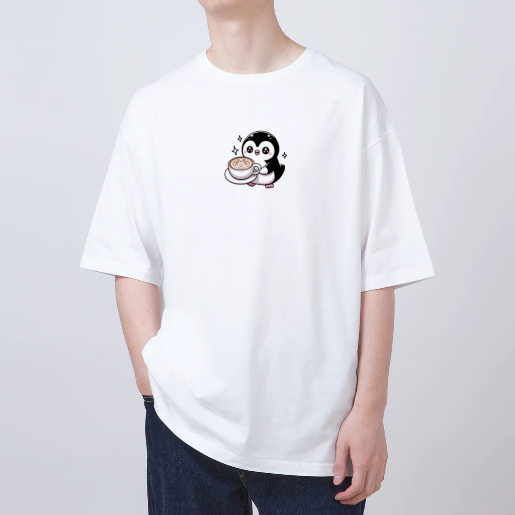 ちょいダサアイテムショップのペンギンバリスタのラテアート オーバーサイズTシャツ