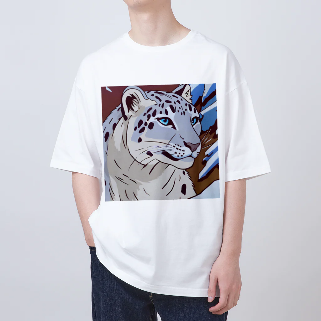 アニマルデザインの息を潜めるユキヒョウ オーバーサイズTシャツ