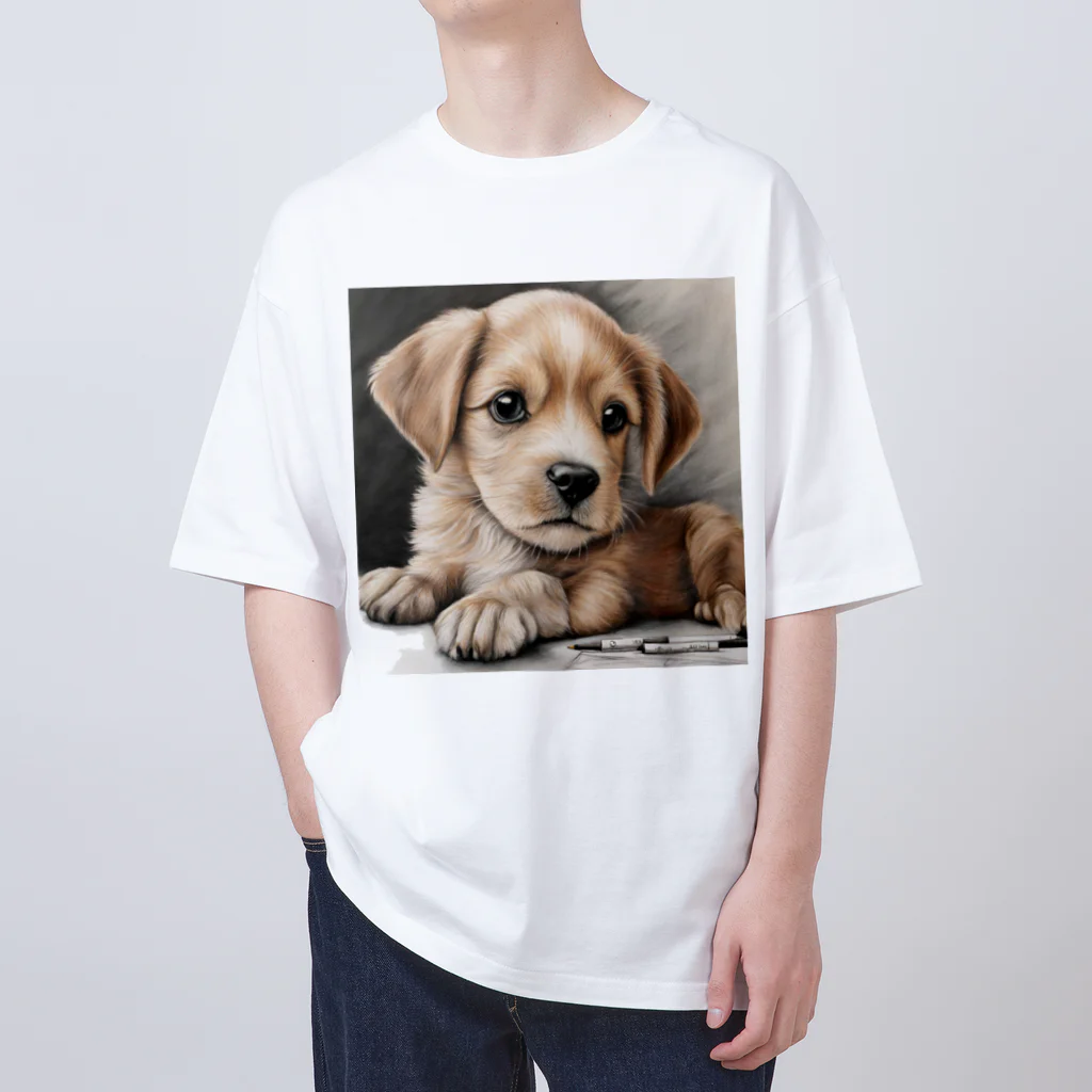 つぶらな瞳の子犬グッズ屋さんの癒しの子犬 オーバーサイズTシャツ