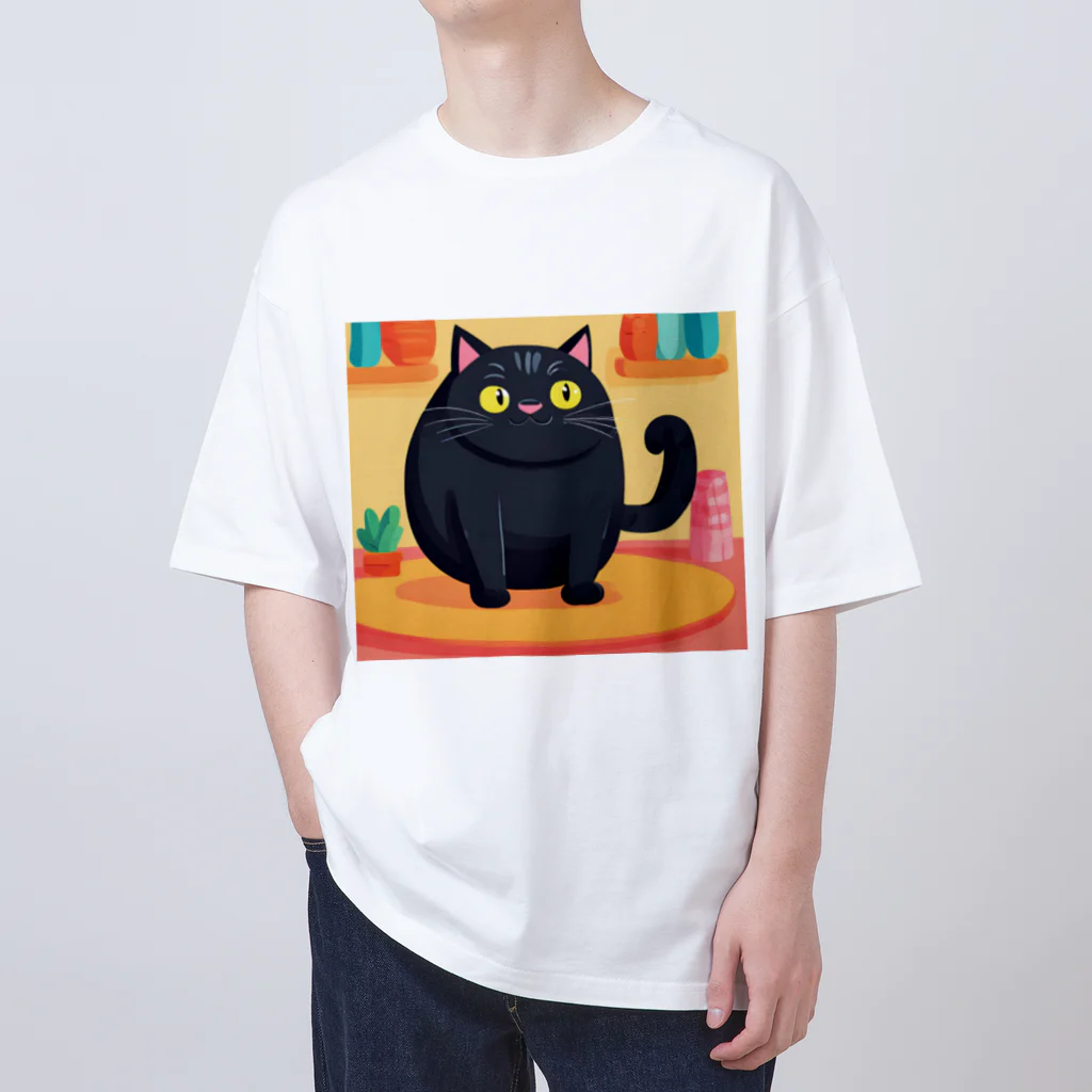 あにぽよのぽて黒猫 オーバーサイズTシャツ