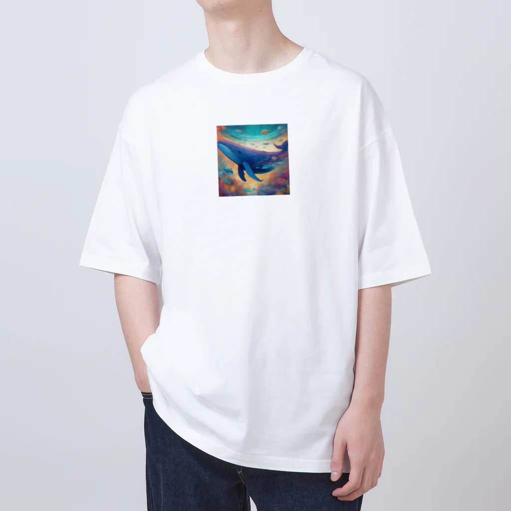 LINEスタンプっぽいグッズショップのクジラさん Oversized T-Shirt