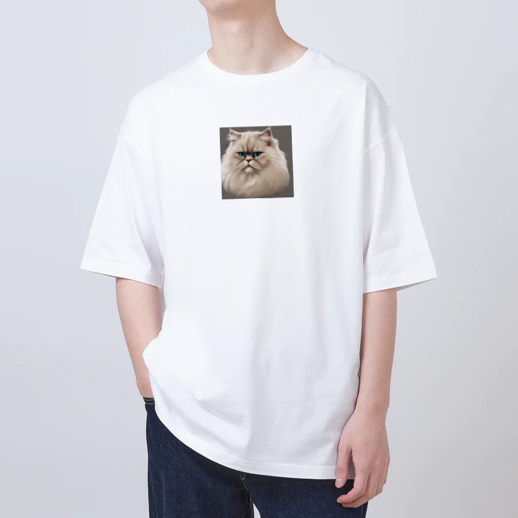 千裕アトリエ（いつもありがとう）のペルシャキャット（Persian Cat） オーバーサイズTシャツ