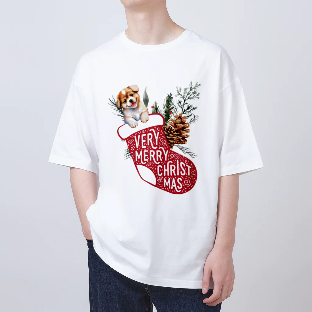 わんだーぱうだーのわんちゃんとクリスマス オーバーサイズTシャツ