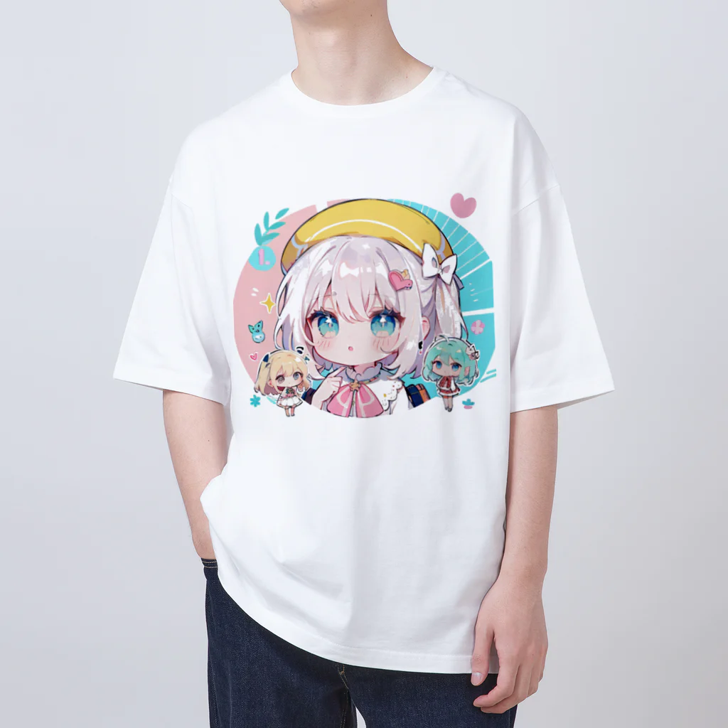 那須モバイル店の帽子を被る女の子 Oversized T-Shirt