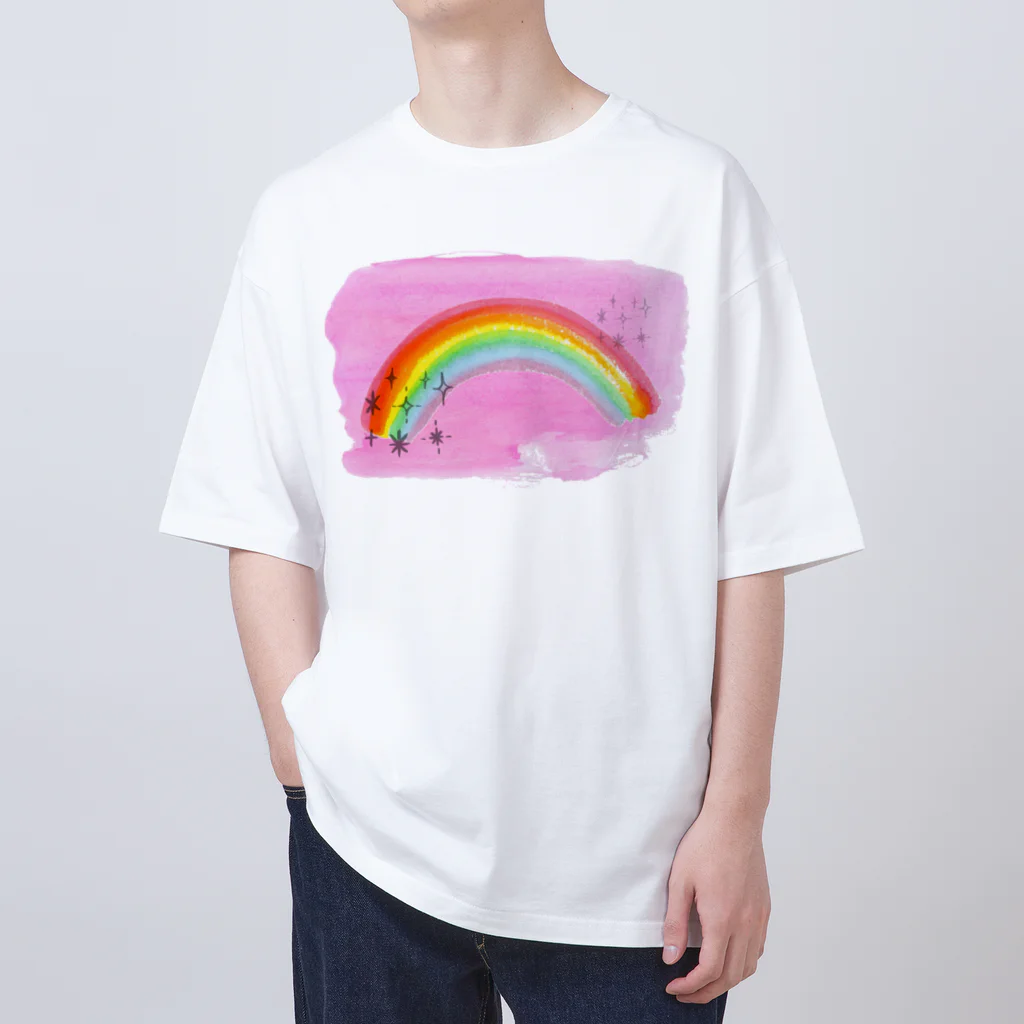 nomumyのピンク空と虹🌈 オーバーサイズTシャツ