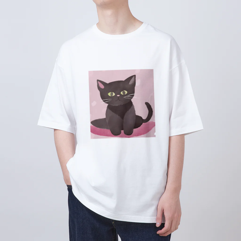 木馬の黒猫ちゃん Oversized T-Shirt