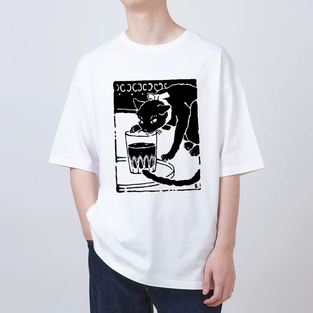 lofi_bearの橋口五葉『吾輩ハ猫デアル(下)』扉絵❖ 明治四十年 ❖1907 オーバーサイズTシャツ