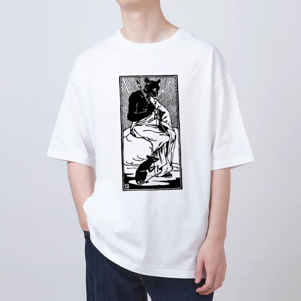 lofi_bearの橋口五葉『吾輩ハ猫デアル(中)』扉絵❖ 明治三十九年 ❖1906 オーバーサイズTシャツ