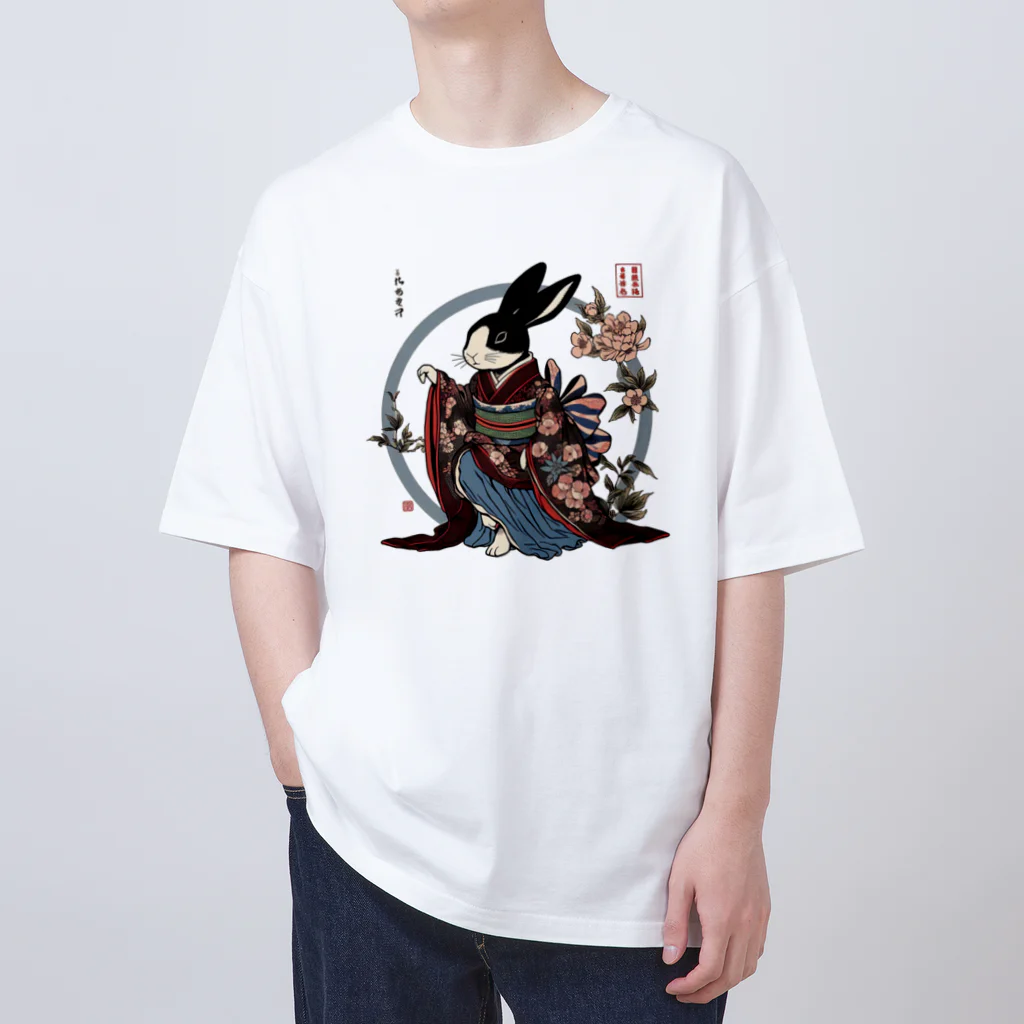 𝙍𝙖𝙗𝙗𝙞𝙩 𝙃𝙤𝙪𝙨𝙚の和服うさぎ オーバーサイズTシャツ