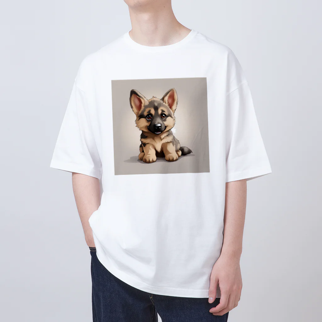 SAKU_Shopのジャーマン・シェパードの子犬 オーバーサイズTシャツ