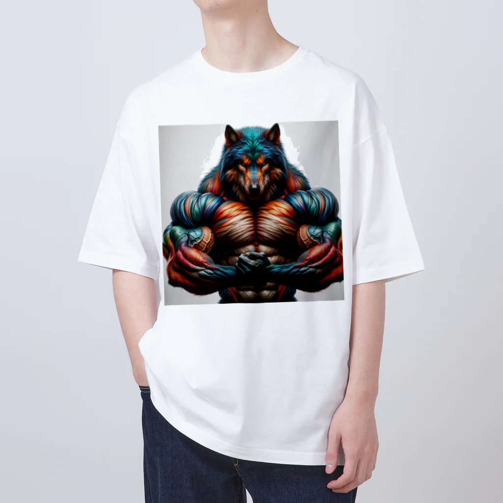 muscle_laboのrainbow wolf strong Oversized T-Shirt