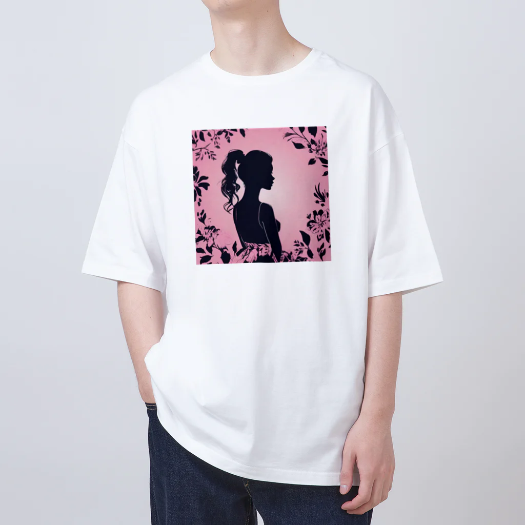 asm193のかわいい女の子の影絵 オーバーサイズTシャツ