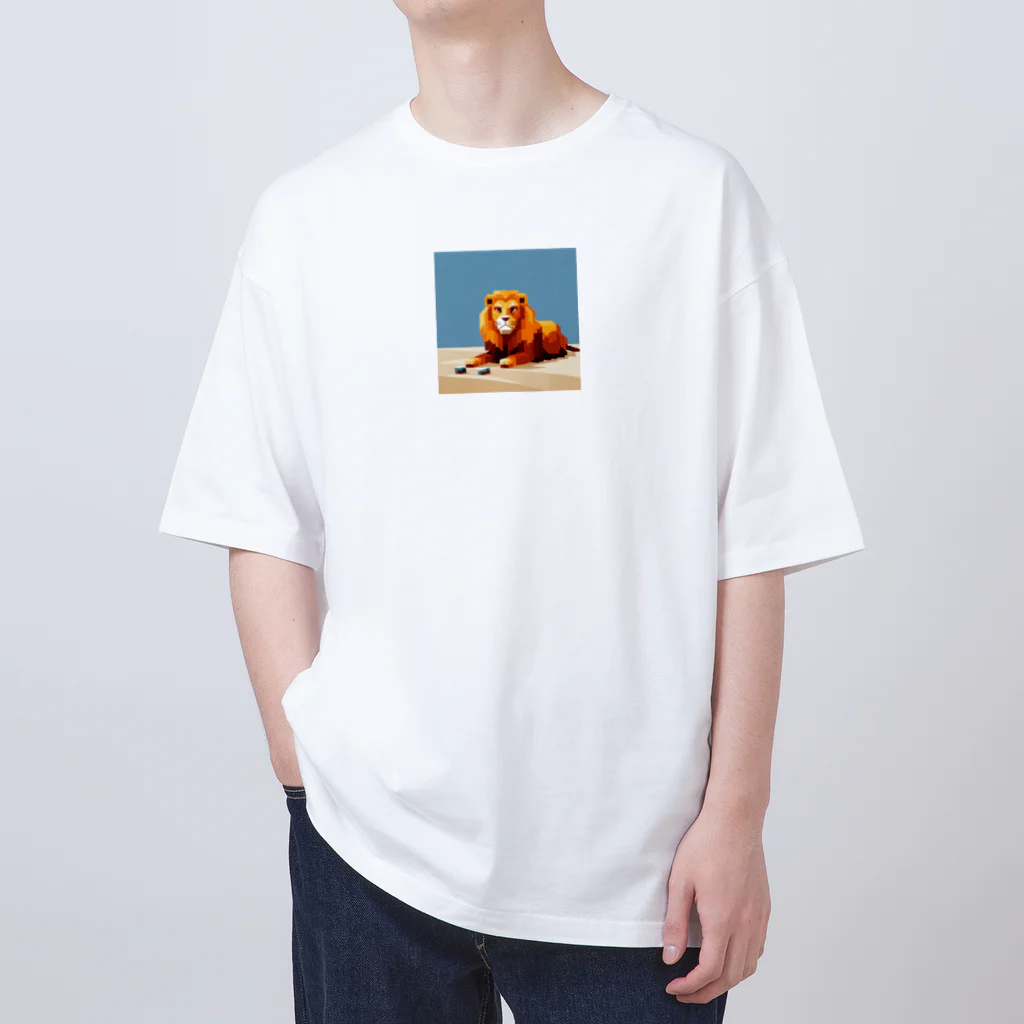 スマイル＿Ｓのドット絵ライオン オーバーサイズTシャツ