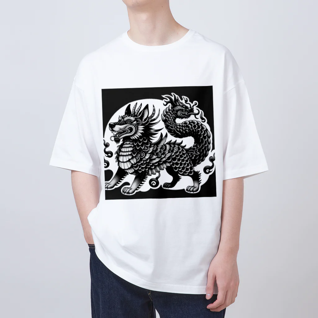 いきもの戯画の獅子ドラゴン オーバーサイズTシャツ