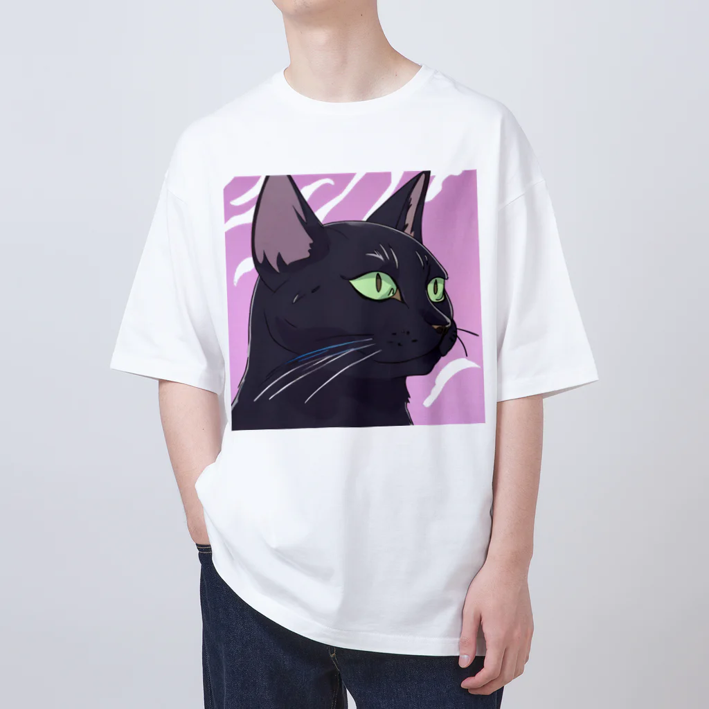 73GTCのかっこいい黒猫3 オーバーサイズTシャツ