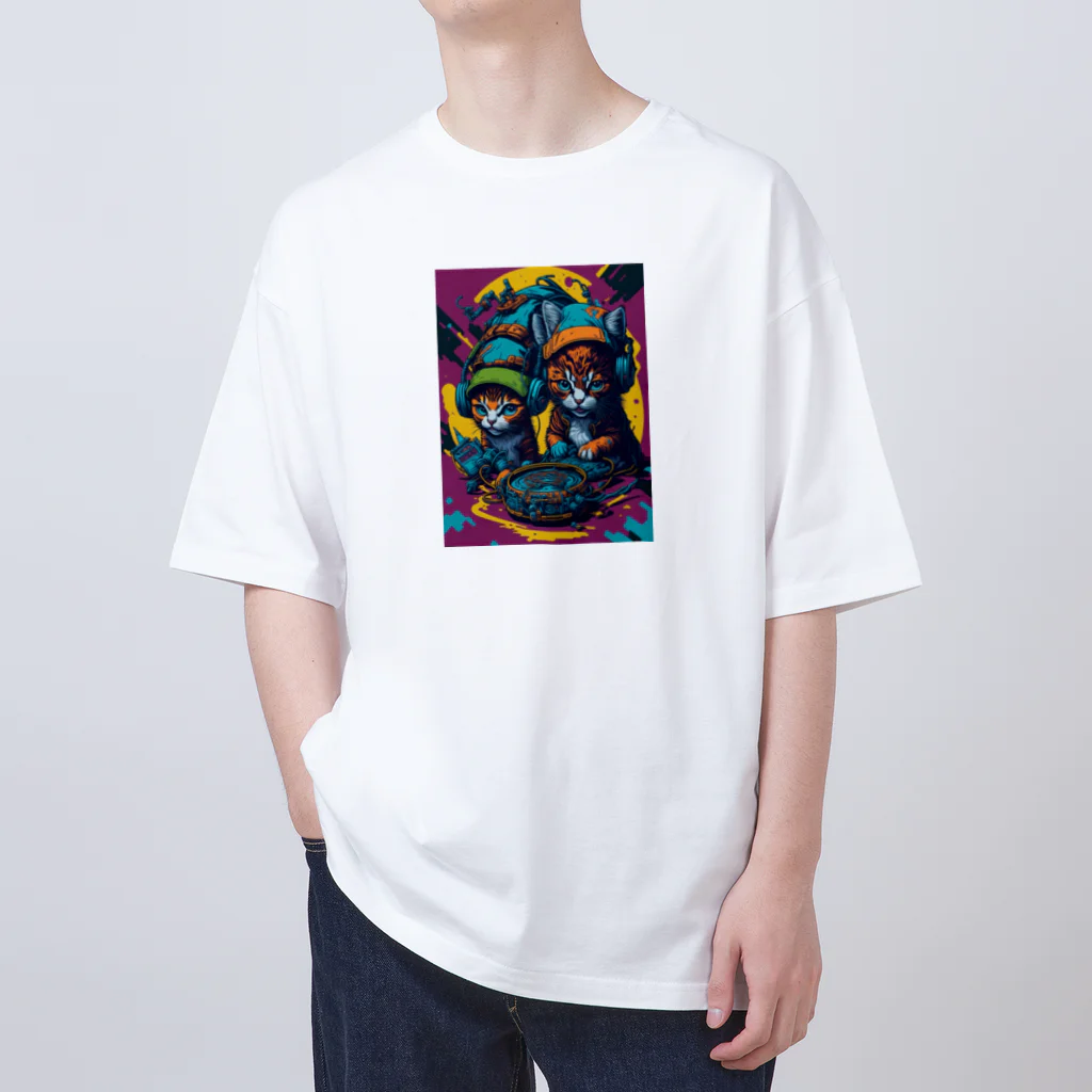 elelelのMusic cat Oversized T-Shirt