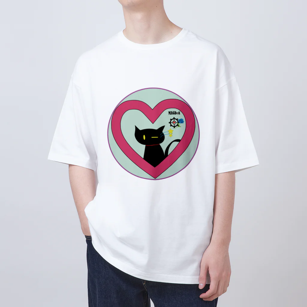 Amasyuiroのmagboxシリーズ　～ウィンク黒猫～ Oversized T-Shirt