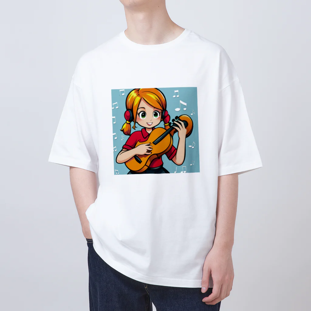 ほっこり絵音舎のギターアイドルのナオコちゃん オーバーサイズTシャツ