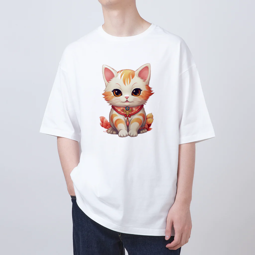 日向ぼっこの縁起猫 Oversized T-Shirt